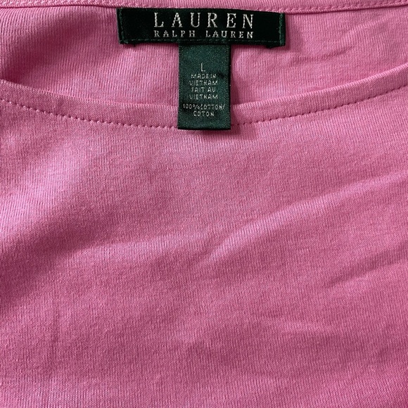 Lauren Ralph Lauren Top Womens Size Large Pink Bell Sleeve Preppy Designer Top - Picture 8 of 9